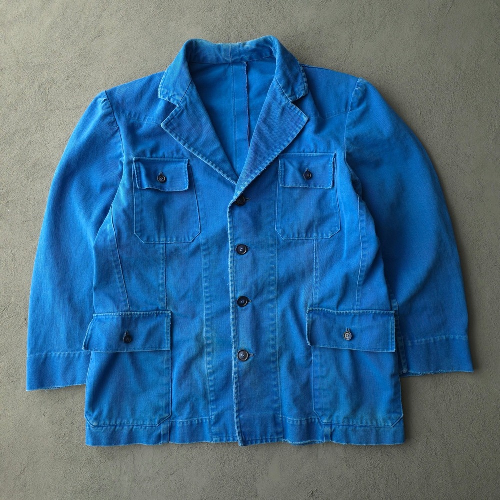 Vintage 1960s Blue Chore Jacket M Portugal Cotton Workwear Coat